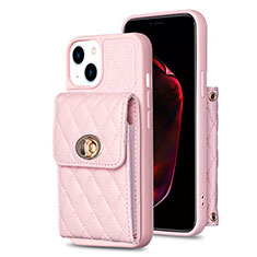 Soft Silicone Gel Leather Snap On Case Cover BF2 for Apple iPhone 15 Rose Gold
