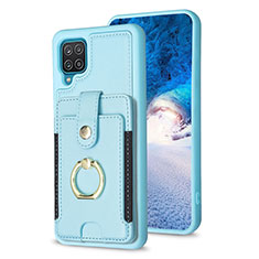 Soft Silicone Gel Leather Snap On Case Cover BF2 for Samsung Galaxy A12 5G Mint Blue