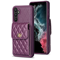 Soft Silicone Gel Leather Snap On Case Cover BF2 for Samsung Galaxy A34 5G Purple