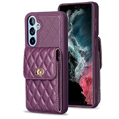 Soft Silicone Gel Leather Snap On Case Cover BF2 for Samsung Galaxy A54 5G Purple