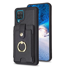Soft Silicone Gel Leather Snap On Case Cover BF2 for Samsung Galaxy F12 Black