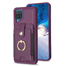 Soft Silicone Gel Leather Snap On Case Cover BF2 for Samsung Galaxy F12 Purple