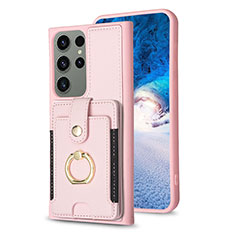 Soft Silicone Gel Leather Snap On Case Cover BF2 for Samsung Galaxy S22 Ultra 5G Rose Gold