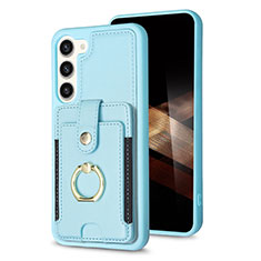 Soft Silicone Gel Leather Snap On Case Cover BF2 for Samsung Galaxy S24 5G Mint Blue