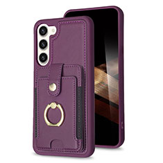 Soft Silicone Gel Leather Snap On Case Cover BF2 for Samsung Galaxy S24 Plus 5G Purple