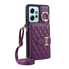 Soft Silicone Gel Leather Snap On Case Cover BF2 for Xiaomi Redmi Note 12 4G Purple