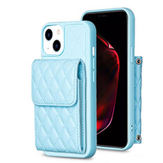 Soft Silicone Gel Leather Snap On Case Cover BF3 for Apple iPhone 14 Plus Blue