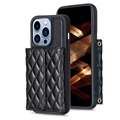 Soft Silicone Gel Leather Snap On Case Cover BF3 for Apple iPhone 16 Pro Black