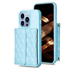 Soft Silicone Gel Leather Snap On Case Cover BF3 for Apple iPhone 16 Pro Blue