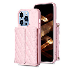 Soft Silicone Gel Leather Snap On Case Cover BF3 for Apple iPhone 16 Pro Max Rose Gold