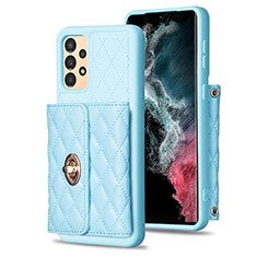 Soft Silicone Gel Leather Snap On Case Cover BF3 for Samsung Galaxy A13 4G Sky Blue