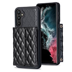 Soft Silicone Gel Leather Snap On Case Cover BF3 for Samsung Galaxy A34 5G Black