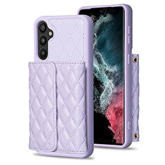 Soft Silicone Gel Leather Snap On Case Cover BF3 for Samsung Galaxy A34 5G Clove Purple