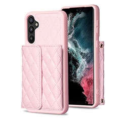 Soft Silicone Gel Leather Snap On Case Cover BF3 for Samsung Galaxy A34 5G Rose Gold