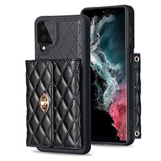 Soft Silicone Gel Leather Snap On Case Cover BF3 for Samsung Galaxy F12 Black