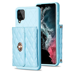 Soft Silicone Gel Leather Snap On Case Cover BF3 for Samsung Galaxy F12 Sky Blue