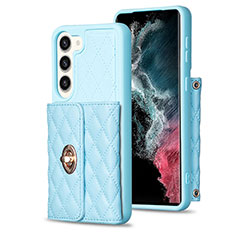 Soft Silicone Gel Leather Snap On Case Cover BF3 for Samsung Galaxy S23 5G Mint Blue