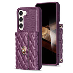 Soft Silicone Gel Leather Snap On Case Cover BF3 for Samsung Galaxy S24 5G Purple