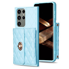 Soft Silicone Gel Leather Snap On Case Cover BF3 for Samsung Galaxy S25 Ultra 5G Mint Blue