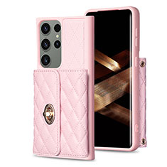 Soft Silicone Gel Leather Snap On Case Cover BF3 for Samsung Galaxy S25 Ultra 5G Rose Gold