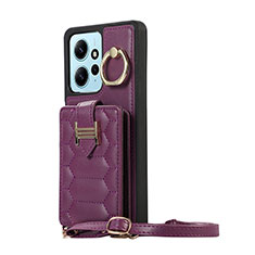 Soft Silicone Gel Leather Snap On Case Cover BF3 for Xiaomi Redmi Note 12 4G Purple