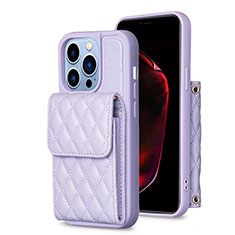 Soft Silicone Gel Leather Snap On Case Cover BF4 for Apple iPhone 16 Pro Clove Purple