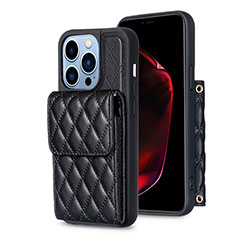 Soft Silicone Gel Leather Snap On Case Cover BF4 for Apple iPhone 16 Pro Max Black