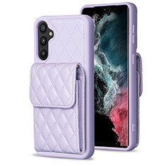 Soft Silicone Gel Leather Snap On Case Cover BF4 for Samsung Galaxy A34 5G Clove Purple