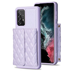 Soft Silicone Gel Leather Snap On Case Cover BF4 for Samsung Galaxy A52s 5G Clove Purple