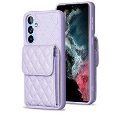 Soft Silicone Gel Leather Snap On Case Cover BF4 for Samsung Galaxy A54 5G Clove Purple