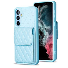 Soft Silicone Gel Leather Snap On Case Cover BF4 for Samsung Galaxy A54 5G Sky Blue