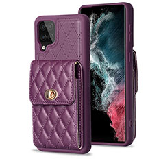 Soft Silicone Gel Leather Snap On Case Cover BF4 for Samsung Galaxy M12 Purple