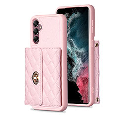 Soft Silicone Gel Leather Snap On Case Cover BF4 for Samsung Galaxy M44 5G Rose Gold