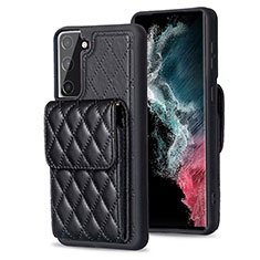 Soft Silicone Gel Leather Snap On Case Cover BF4 for Samsung Galaxy S21 FE 5G Black