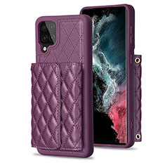 Soft Silicone Gel Leather Snap On Case Cover BF5 for Samsung Galaxy A12 5G Purple