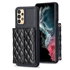 Soft Silicone Gel Leather Snap On Case Cover BF5 for Samsung Galaxy A13 4G Black