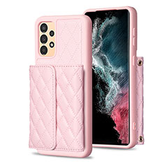Soft Silicone Gel Leather Snap On Case Cover BF5 for Samsung Galaxy A13 4G Rose Gold