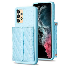 Soft Silicone Gel Leather Snap On Case Cover BF5 for Samsung Galaxy A13 4G Sky Blue