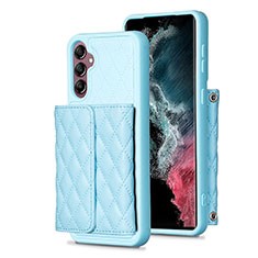 Soft Silicone Gel Leather Snap On Case Cover BF5 for Samsung Galaxy A14 4G Sky Blue