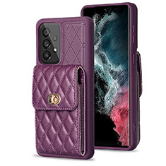 Soft Silicone Gel Leather Snap On Case Cover BF5 for Samsung Galaxy A53 5G Purple