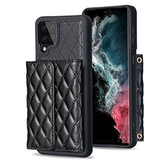 Soft Silicone Gel Leather Snap On Case Cover BF5 for Samsung Galaxy F12 Black