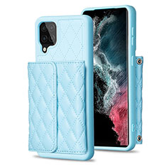 Soft Silicone Gel Leather Snap On Case Cover BF5 for Samsung Galaxy F12 Sky Blue