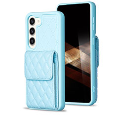 Soft Silicone Gel Leather Snap On Case Cover BF5 for Samsung Galaxy S24 5G Mint Blue