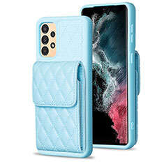 Soft Silicone Gel Leather Snap On Case Cover BF6 for Samsung Galaxy A13 4G Sky Blue