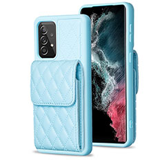 Soft Silicone Gel Leather Snap On Case Cover BF6 for Samsung Galaxy A52s 5G Sky Blue