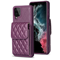 Soft Silicone Gel Leather Snap On Case Cover BF6 for Samsung Galaxy F12 Purple