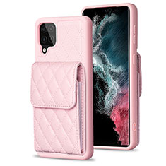 Soft Silicone Gel Leather Snap On Case Cover BF6 for Samsung Galaxy F12 Rose Gold