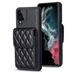 Soft Silicone Gel Leather Snap On Case Cover BF6 for Samsung Galaxy M12 Black