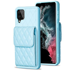 Soft Silicone Gel Leather Snap On Case Cover BF6 for Samsung Galaxy M12 Sky Blue
