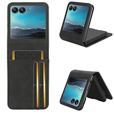 Soft Silicone Gel Leather Snap On Case Cover BY4 for Motorola Moto Razr 40 Ultra 5G Black